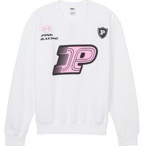 VS Pink L White Racing Classic Crew Sweater
